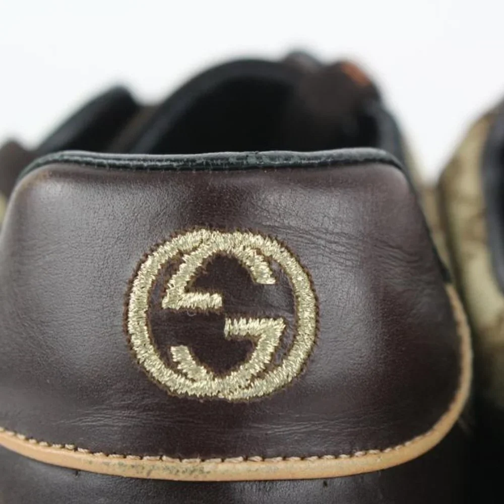 Gucci Men's 9 US Brown Monogram GG Signature Lace Low Sneakers 1216g50